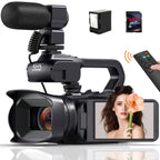 6K Ultra HD Video Camera Camcorder with 18X Zoom, IR Night Vision, 4.0" Touch Screen, WiFi, Microphone, 64GB SD Card, Remote Control & Charger - Perfect for Vlogging & Filming, Vlogging Camera | Touch Screen Camera | Highreso Lootquake LLC