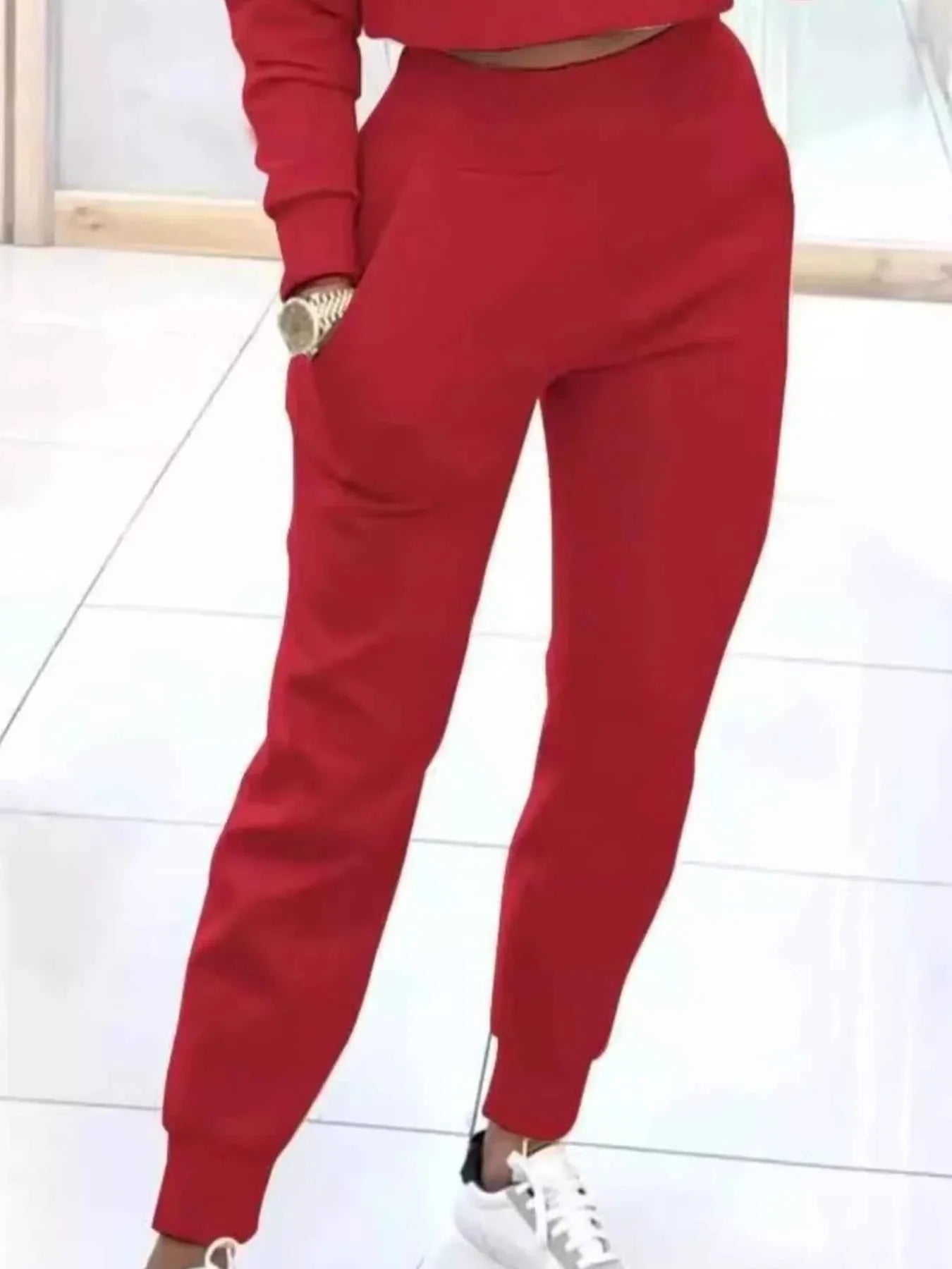 Casual Chic Cropped Sweatshirt and Jogger Set THRIXINE