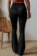 Dark Grey V Shape High Waist Flared Leggings