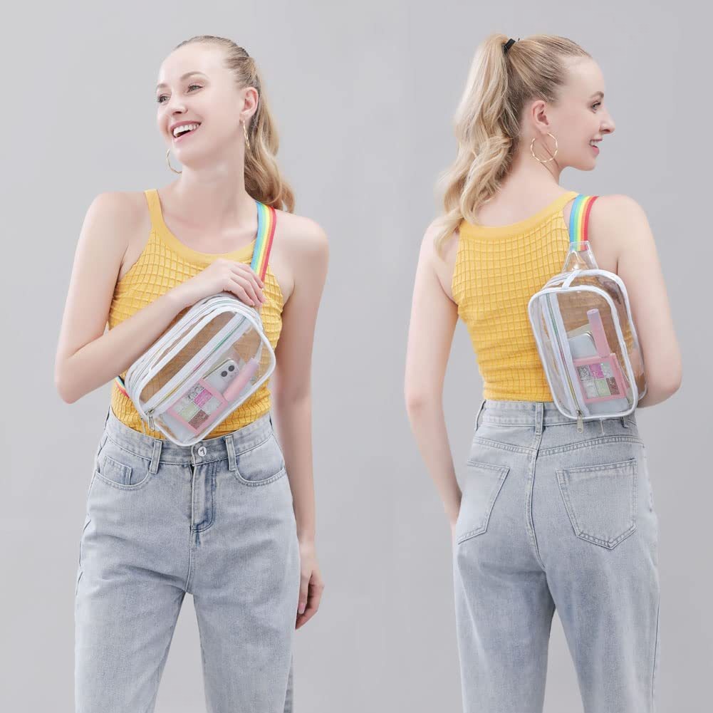 PVC Transparent Belt Bag – Adjustable Shoulder Strap Crossbody Fanny Pack for Sports & Travel – Waterproof Chest Purse with Stylish Design - SJB-DIAMOND ELITES
