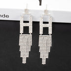 Fashion Jewelry 925 Silver Needle Ornaments Rhinestone Letter B Earrings Banquet Tassel Ear Ornaments Female Pi-Mart