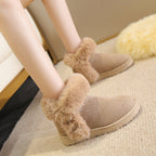 Snow Boots For Women Students Winter Warm Slip On Fluffy Platform Comfy Fleece Ankle Boots Non-slip Plush Cotton Shoes Pi-Mart