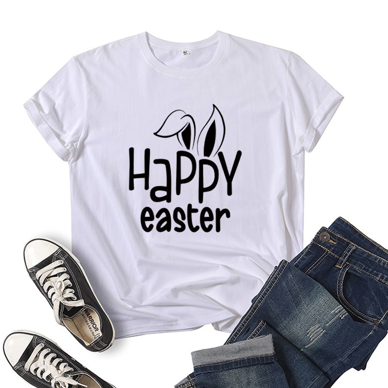Women's Bunny Happy Easter Print Top Pi-Mart