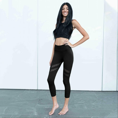 Active Vented Mesh Design Capri Fitness Leggings - SJB-DIAMOND ELITES