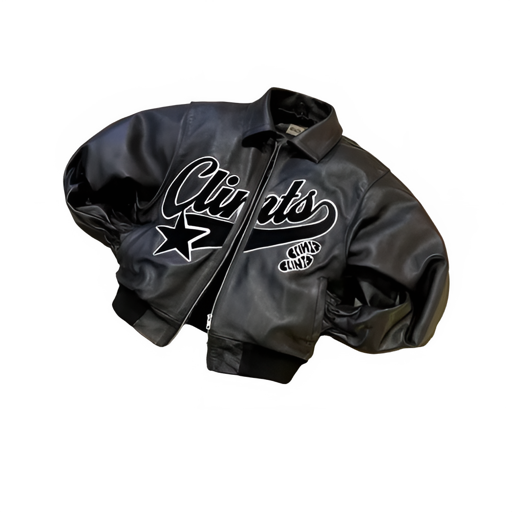 Jackets Y2K Coats Mens Hip Hop Leather Retro Embroidery Jacket Motorcycle Wear Leather Zipper Jacket Coat Streetwear Pi-Mart