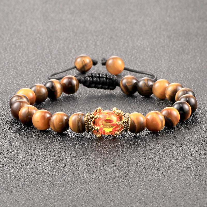 Beaded Hand Rope Volcanic Stone Bracelet Pi-Mart