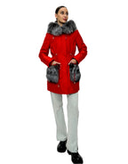 Roma Genuine Silver Fox Fur Rabbit Fur Insulated Parka in Red Alaska® Outerwear Company