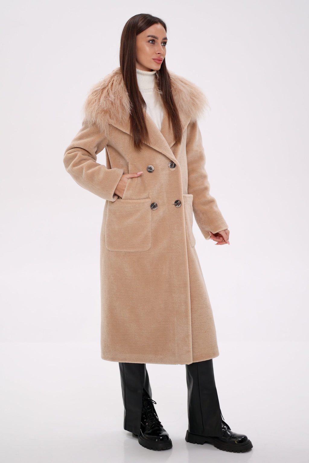 Genuine Lama Fur Virgin Wool Coat - SJB-DIAMOND ELITES