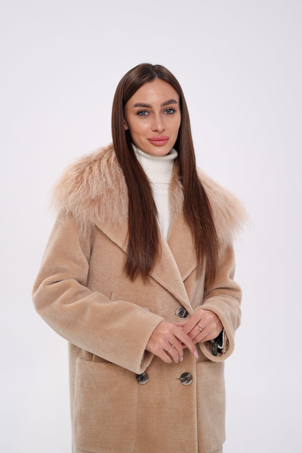 Genuine Lama Fur Virgin Wool Coat - SJB-DIAMOND ELITES
