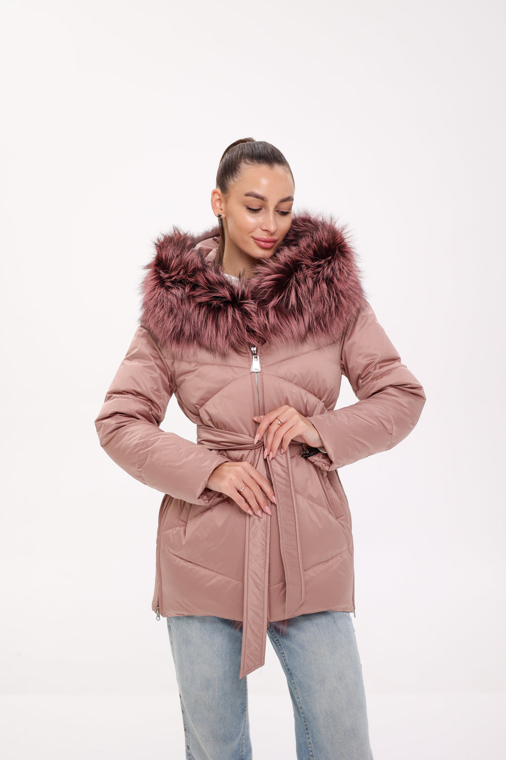 Genuine Silver Fox Fur Trim Down Insulated Parka - SJB-DIAMOND ELITES