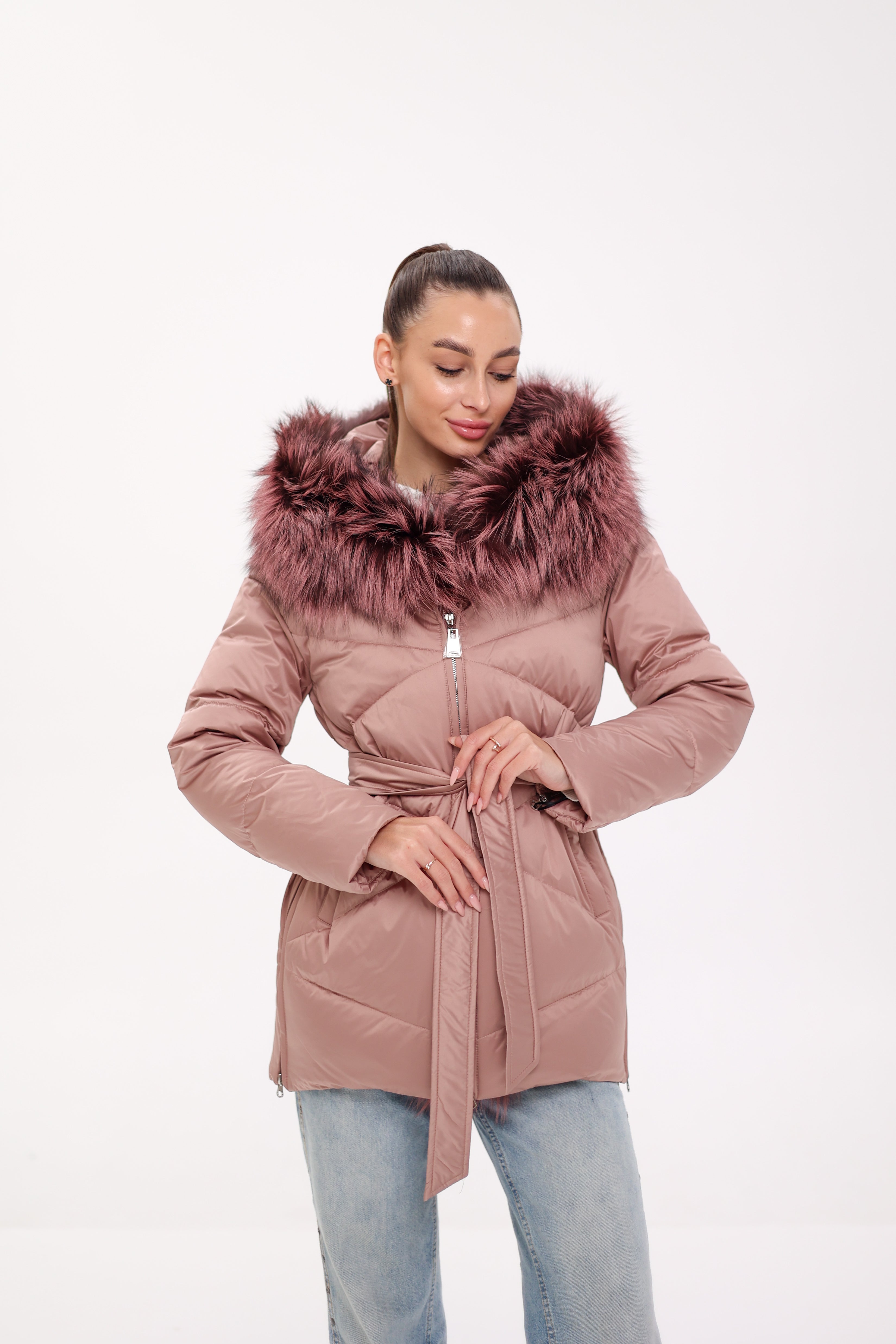Genuine Silver Fox Fur Trim Down Insulated Parka - SJB-DIAMOND ELITES