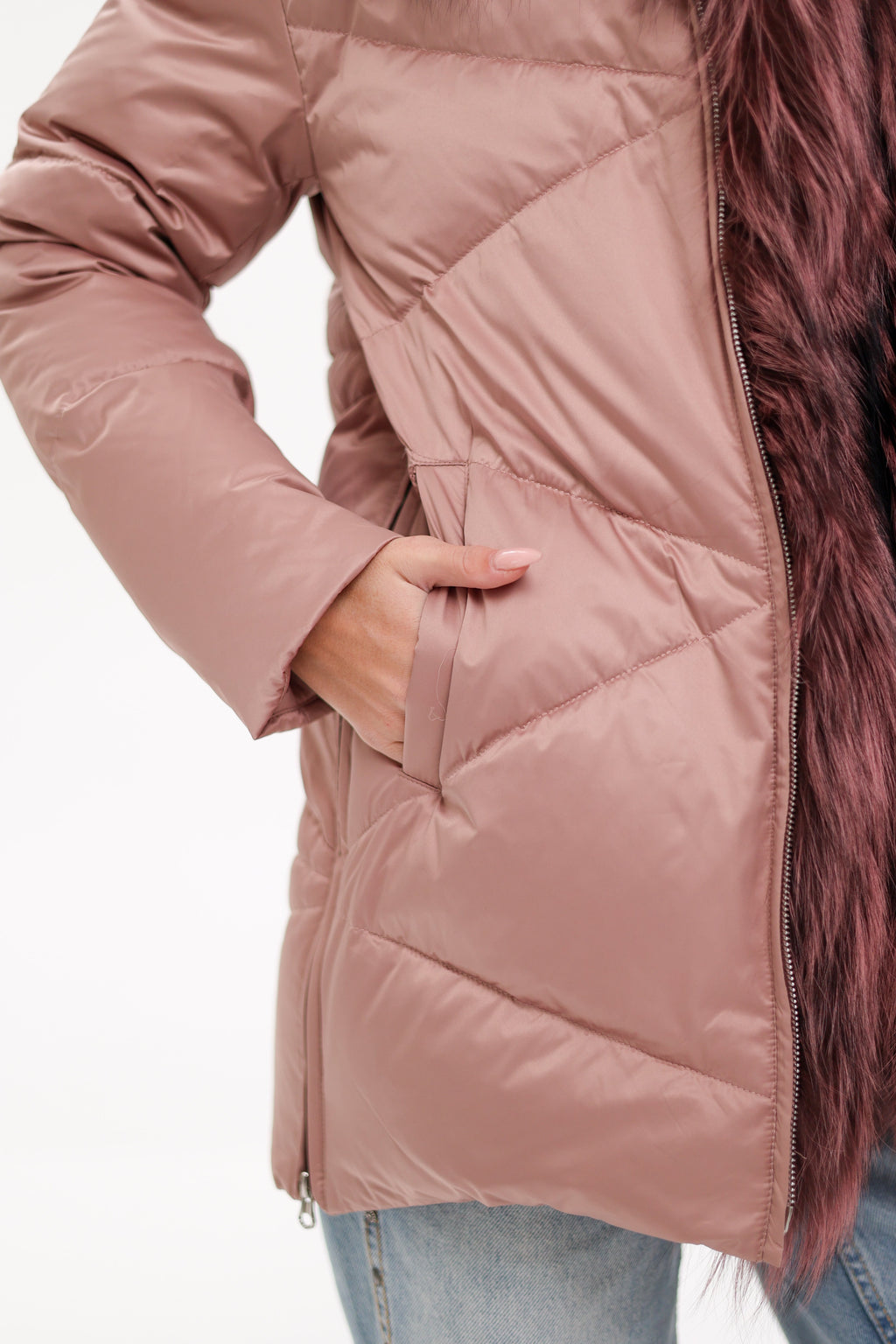 Genuine Silver Fox Fur Trim Down Insulated Parka - SJB-DIAMOND ELITES
