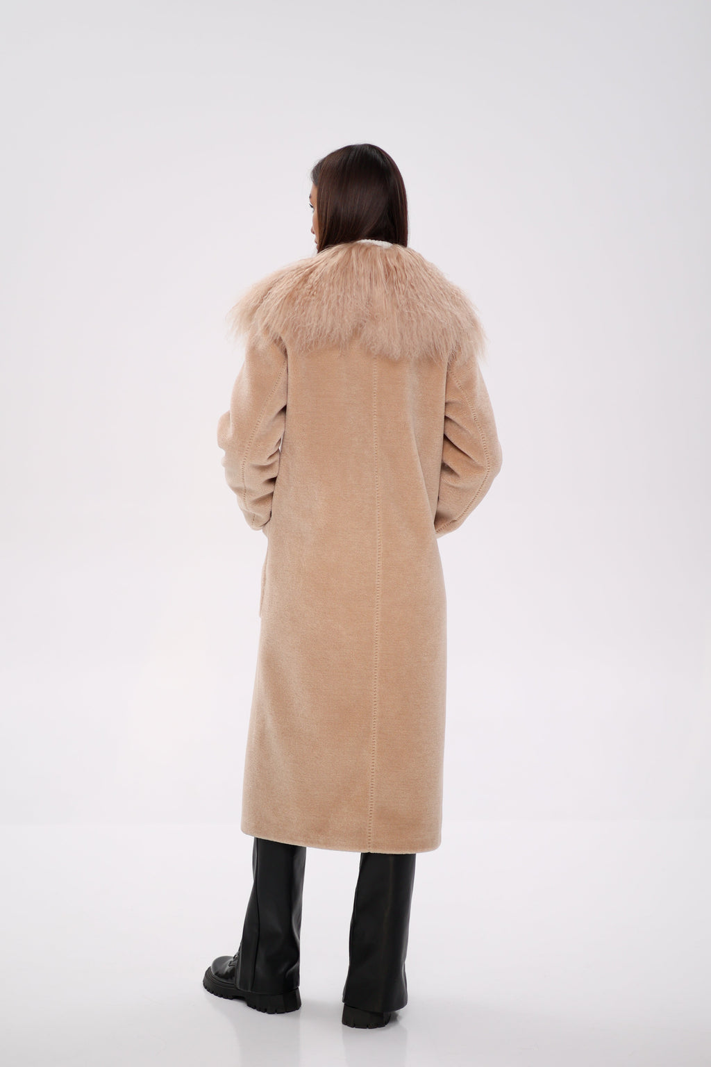 Genuine Lama Fur Virgin Wool Coat - SJB-DIAMOND ELITES