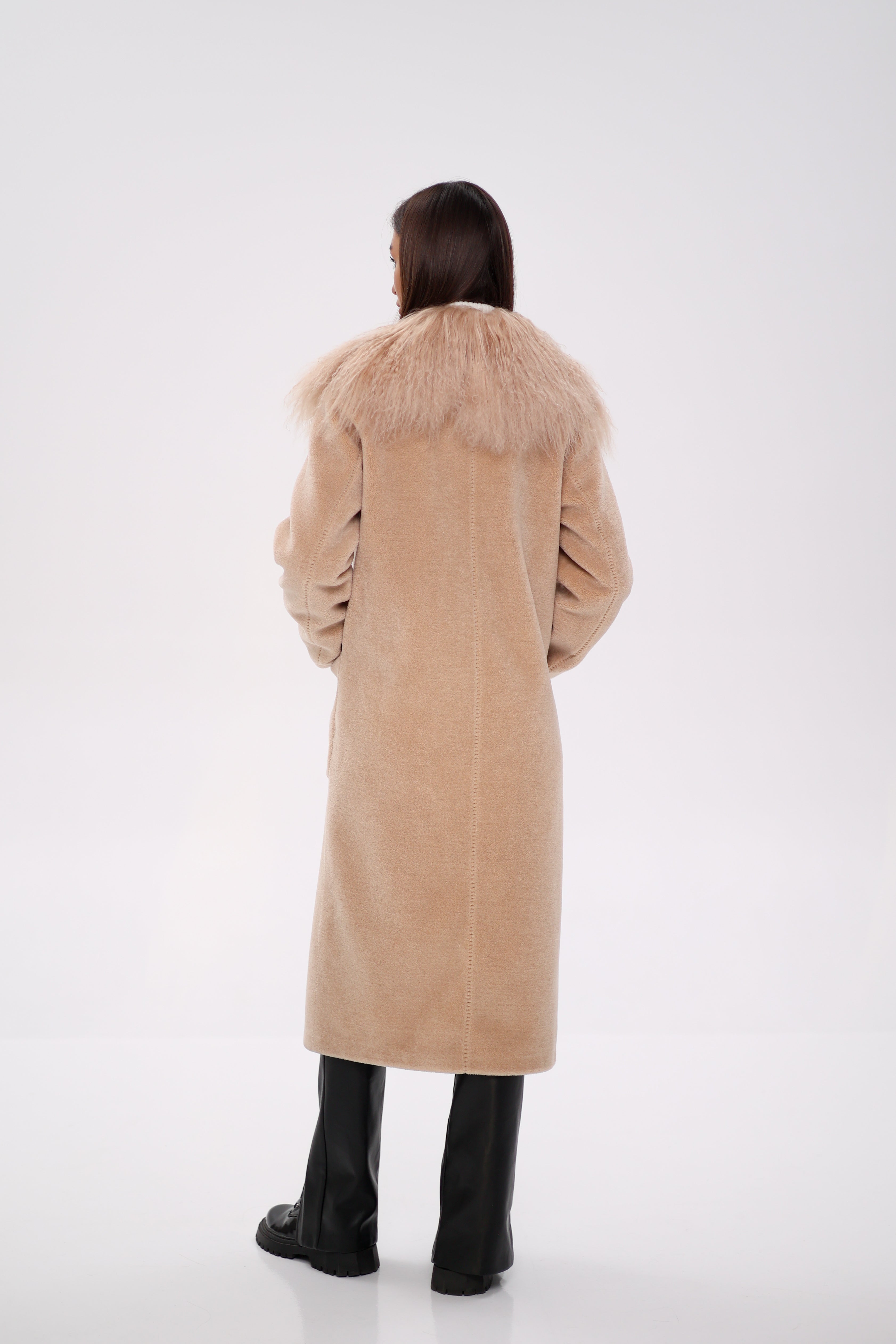 Genuine Lama Fur Virgin Wool Coat - SJB-DIAMOND ELITES