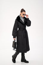 Genuine Mink Fur Real Python Leather Trim Coat - SJB-DIAMOND ELITES