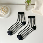 Women Socks New Fashion Long Transparent Cute Heart Thin Socks Female Summer Casual Sweet Funny Socks Stylish Ankle Socks For Women Stevvex