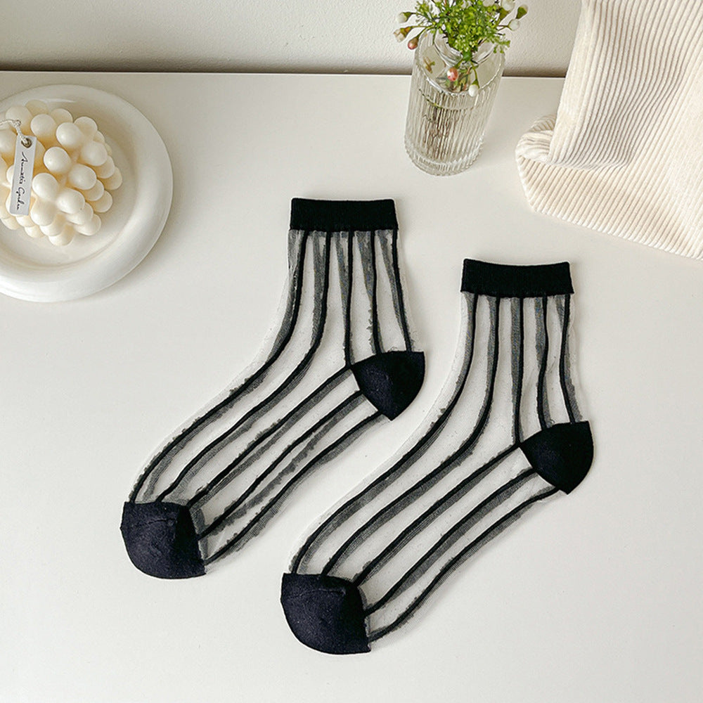 Women Socks New Fashion Long Transparent Cute Heart Thin Socks Female Summer Casual Sweet Funny Socks Stylish Ankle Socks For Women Stevvex