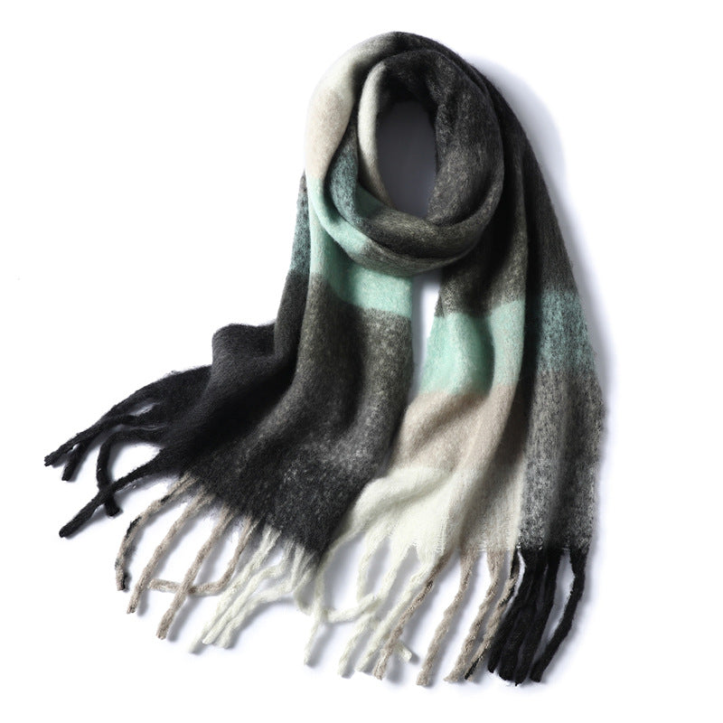 New Luxury Winter Soft Head Wraps Plaid Scarf Shawls Cashmere  Warm Cashmere Scarves Rainbow For Women Stevvex