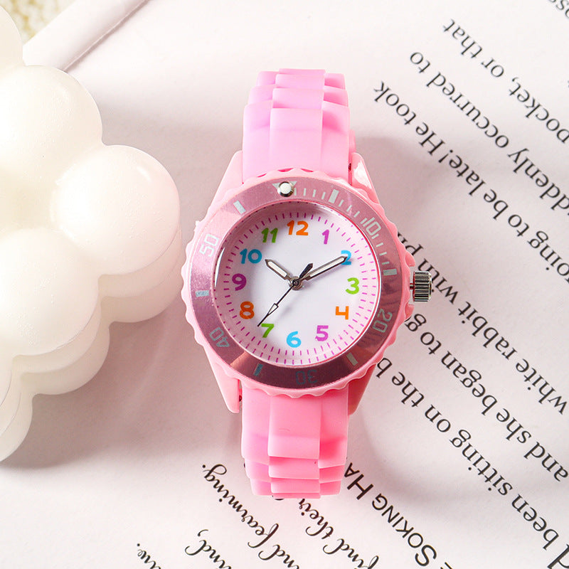 Kids Quartz Watches 50M Waterproof Analog Wristwatches Jelly Clock Students Watch Children PU Band Watch Childrens Analog Wrist Watch With Protective Design Simple Watch For Girls And Boys Stevvex
