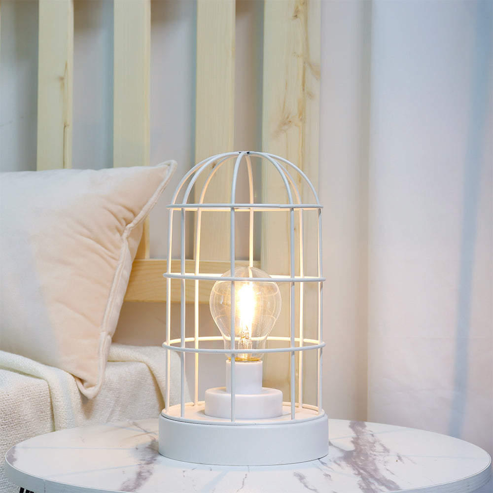 9.5"H Decorative Table Lamp Metal Cage Cordless Lamps Lootquake LLC