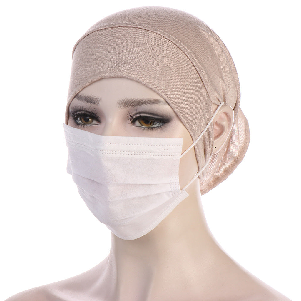 NEW Soft Cotton Hijab Breathable Turban Tie Under Scarf Elegant Ear Hole Stretch Inner Hijabs Lightweight Turban Round Front Under Hijab Caps Female Turban Bonnet Stevvex