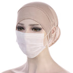 NEW Soft Cotton Hijab Breathable Turban Tie Under Scarf Elegant Ear Hole Stretch Inner Hijabs Lightweight Turban Round Front Under Hijab Caps Female Turban Bonnet Stevvex