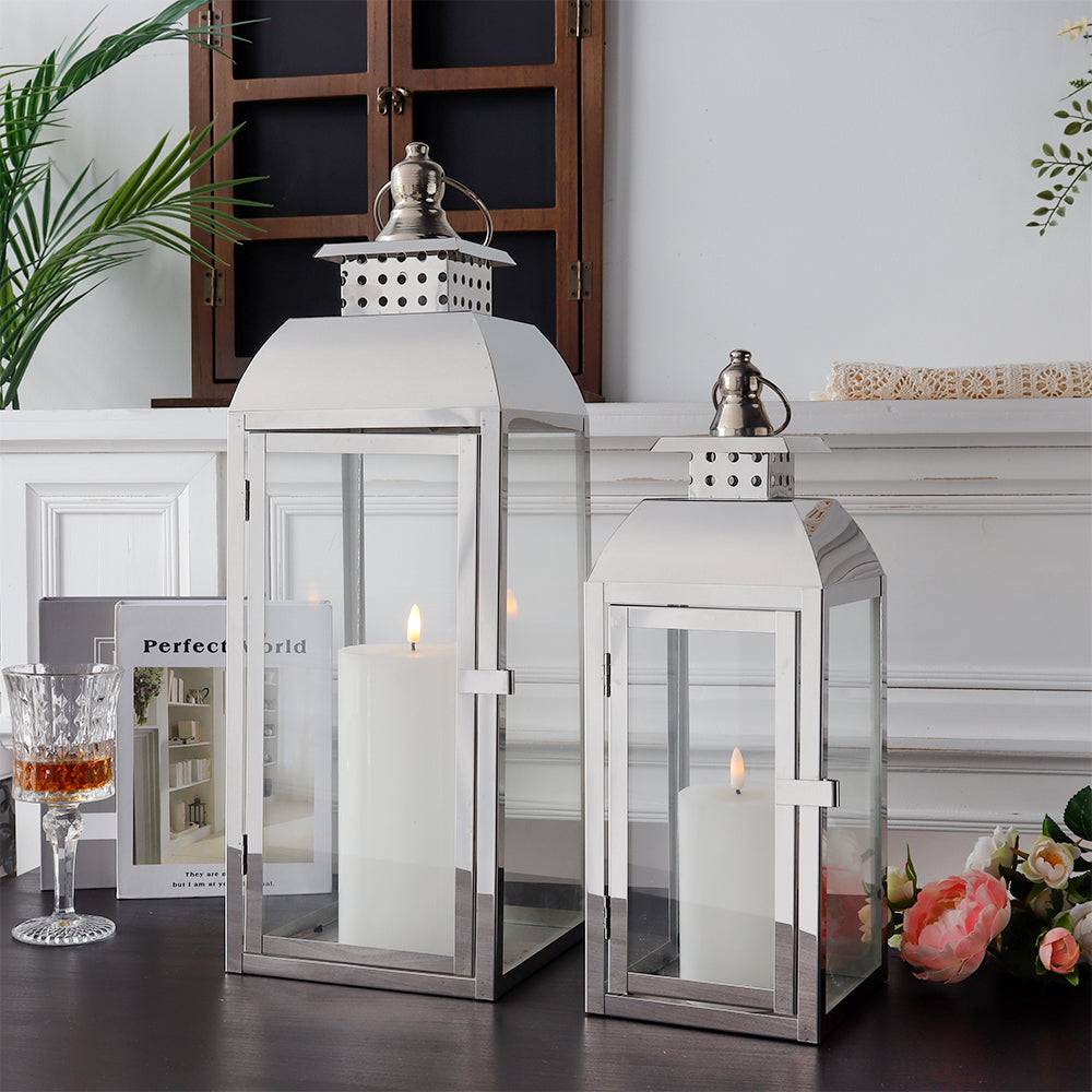 20.5"&15" High Stainless Steel Decorative Candle Lanterns ( Set of 2 ) Lootquake LLC
