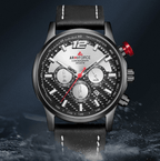 Mens Waterproof Sport Watch With Chronometers Day View And Cross-Matte Background Modern Man Watch Stevvex