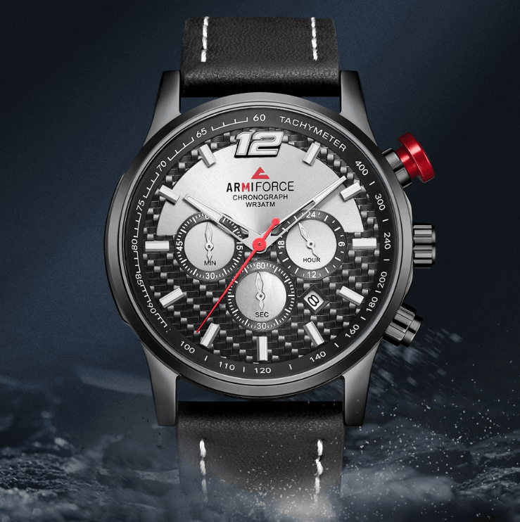 Mens Waterproof Sport Watch With Chronometers Day View And Cross-Matte Background Modern Man Watch Stevvex