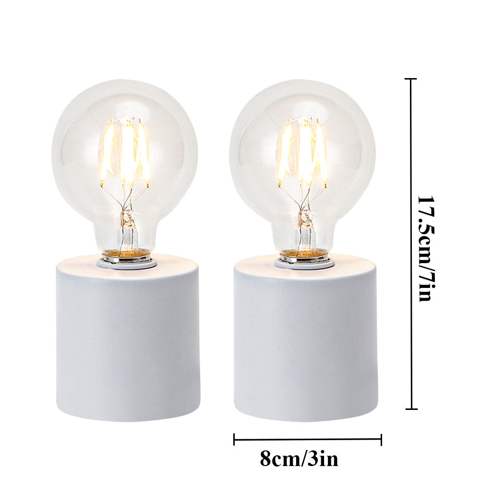 7" Tall White Battery Powered Table Lamp（Set of 2）