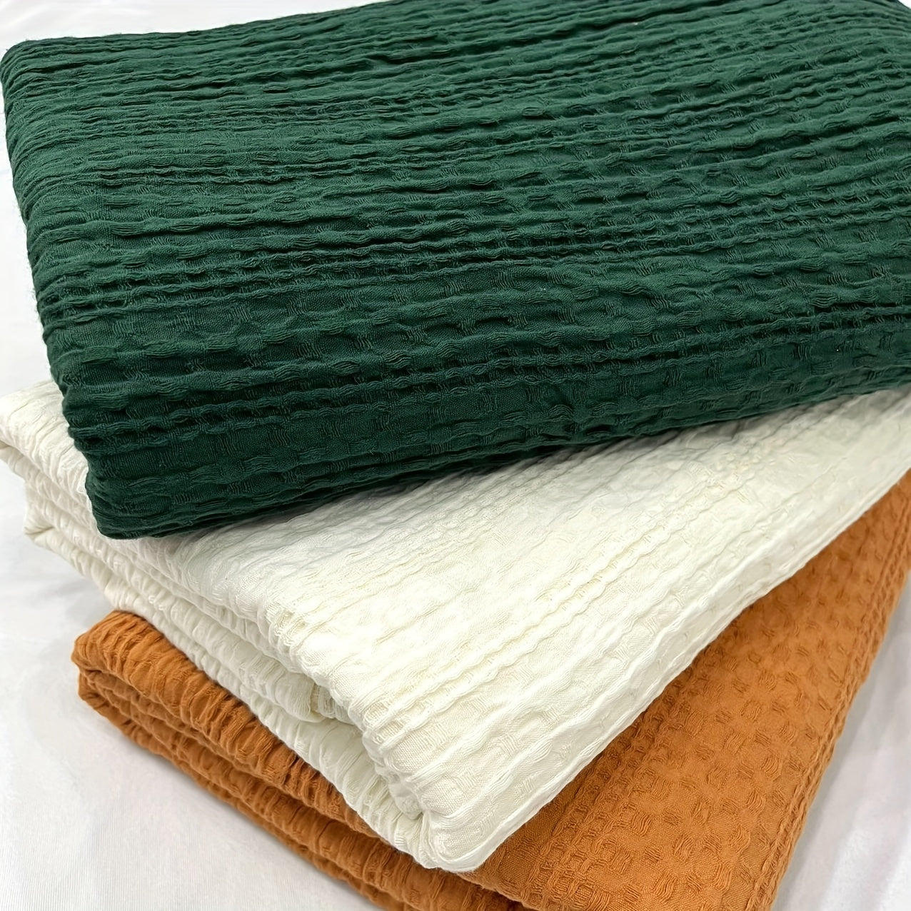 1pc 100% Cotton Waffle Weave Textured Throw Blanket, Soft Skin-Friendly Breathable Vintage Stripe Pattern For Living Room Bedroom Sofa Decor, Gift For Friends Parents For Holidays, Air Conditioner Blanket, Outdoor Shawl Wrap, Lootquake LLC