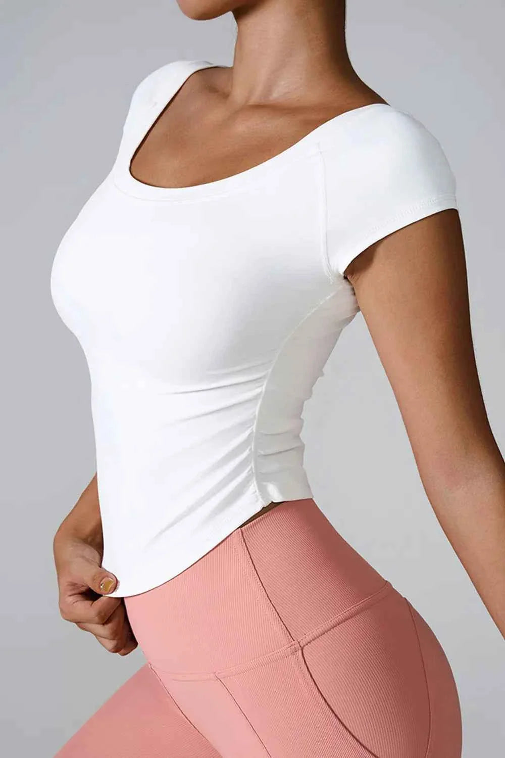 Round Neck Short Sleeve Active T-Shirt THRIXINE