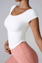 Round Neck Short Sleeve Active T-Shirt THRIXINE