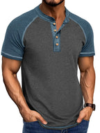 Men's Raglan Henley Color Block T-Shirt