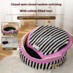 Pet Cat Kennel Striped Three-piece Pet Supplies Pi-Mart