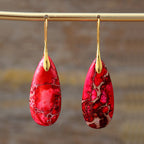 Bohemian Emperor Stone Water Drop Earrings Natural Stone Ornament Jewelry Pi-Mart