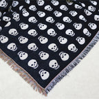 Bohemian Knitted Halloween White Skull Head Printed Tassel Blanket, Suitable For Camping, Casual Picnic Lootquake LLC