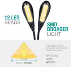 Super Adjustable Goosenecks Clip LED Lamp For Book Reading With Stand And Double Ligh  Rechargeable 12 LED Warm Book Light, Clip On Bed Reading Light, Music Stand Lamp, 2 Brightness & 2 Goosenecks Light Up 2 Full Pages. Perfect For Bookworms, Kids & Music - SJB-DIAMOND ELITES