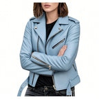 Women's Short Women's Leather Jacket Coat Jacket Pu Pi-Mart