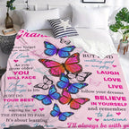1pc Soft Flannel Butterfly Print Blanket, Warm Cozy Throw for Couch Bed Sofa, To My Granddaughter Lootquake LLC