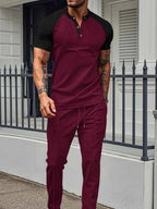 Men's Plus Waffle Knit Set: Cozy Contrast Comfort THRIXINE