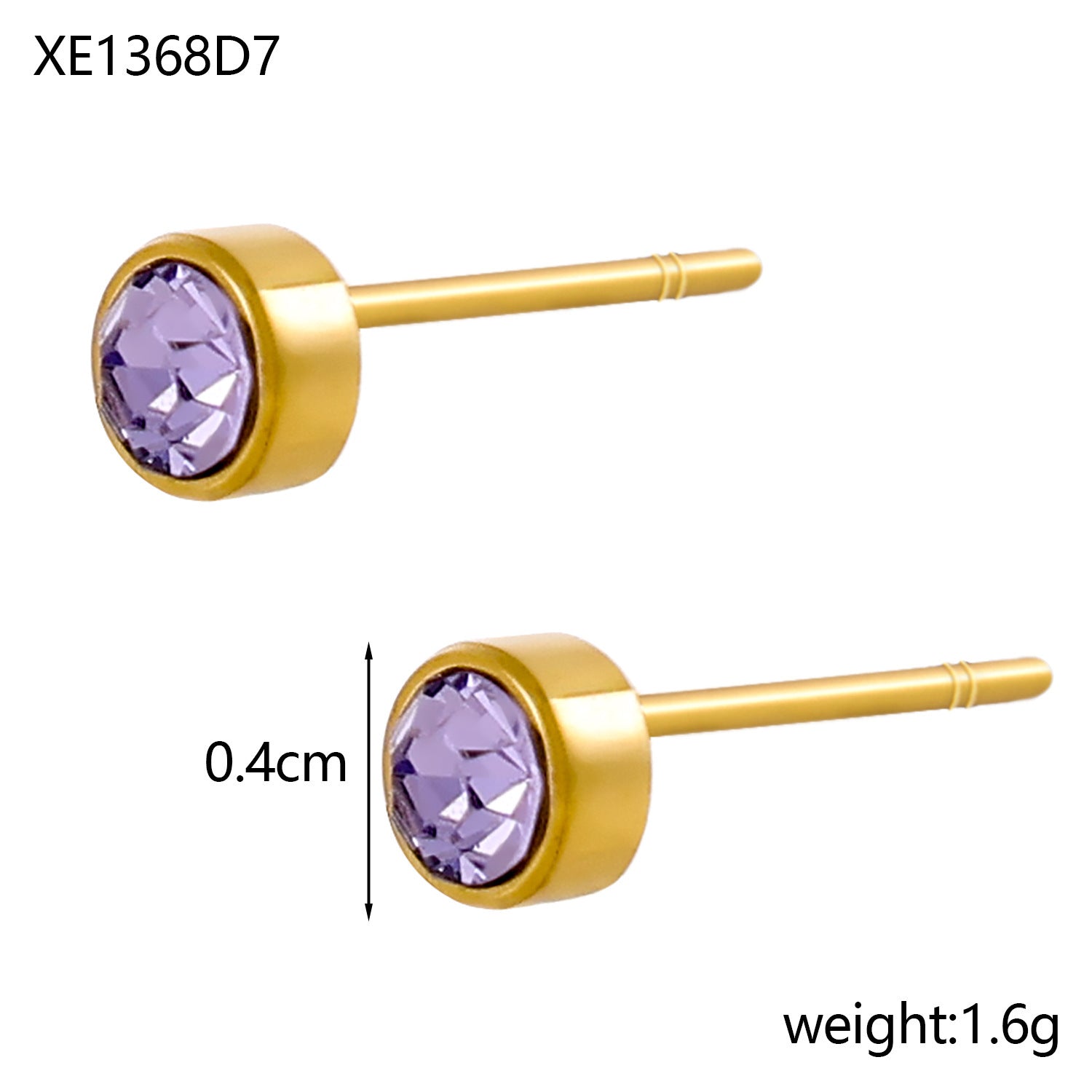 Stainless Steel Gold-plated Birthday Stone Constellation Diamond Bone Nail Pi-Mart