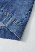 Beau Blue Short Sleeve Collared Chest Pocket Denim Mini Dress