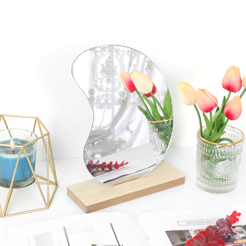 Korean style Makeup Mirror Ins Irregular Acrylic Decorative Mirror Wooden Base Cosmetic de maquillaje Beauty Tools Dropshipping - SJB-DIAMOND ELITES