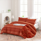Home Textile Quilt Cover Three-piece Bedding Set Solid Color Cut Flower Quilt Cover Set Pi-Mart