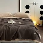 1pc Cotton Crinkle Tassel Blanket Solid Color Nap Blanket Leisure Travel Sofa Bed Blanket