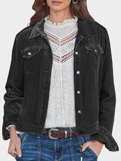 Casual Button-Up Long Sleeve Jacket with Chest Pockets and Relaxed Fit Stevvex