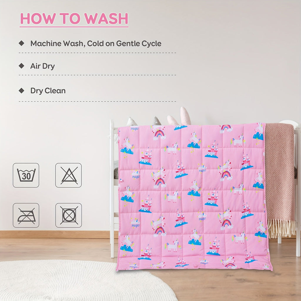 1pc Weighted Blanket Quilt, Cartoon Print Small Weighted Blanket For Relaxation, Travel, Soft & Calming Sleeping, Filled With Glass Beads And Polyester, Adult Sofa Leg Cover Blanket Lootquake LLC