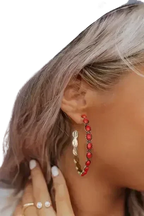 Turquoise C-Shape Hoop Earrings | Bold Statement Earrings - Femstylo