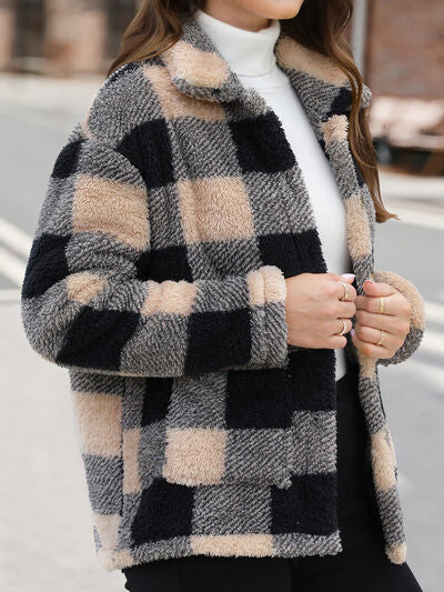 Beautiful Red Women Drop Shoulder Fuzzy Button-Up Jacket Soft And Comfortable Casual Fit Jacket Stevvex